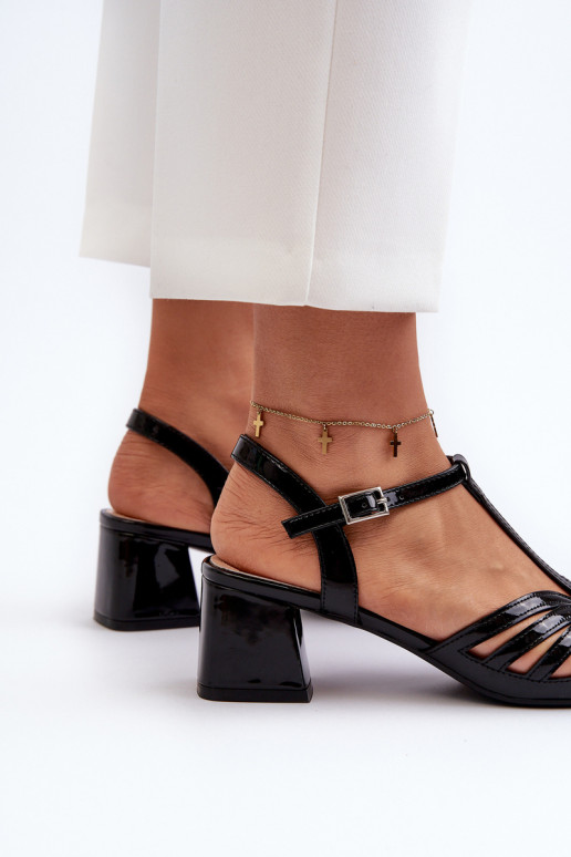 met lakeffect Elegante sandalen met hoge hakken Sergio Leone SK880 zwarte kleur