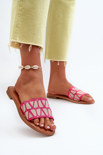 Damesslippers met brede hakken roze Traivea