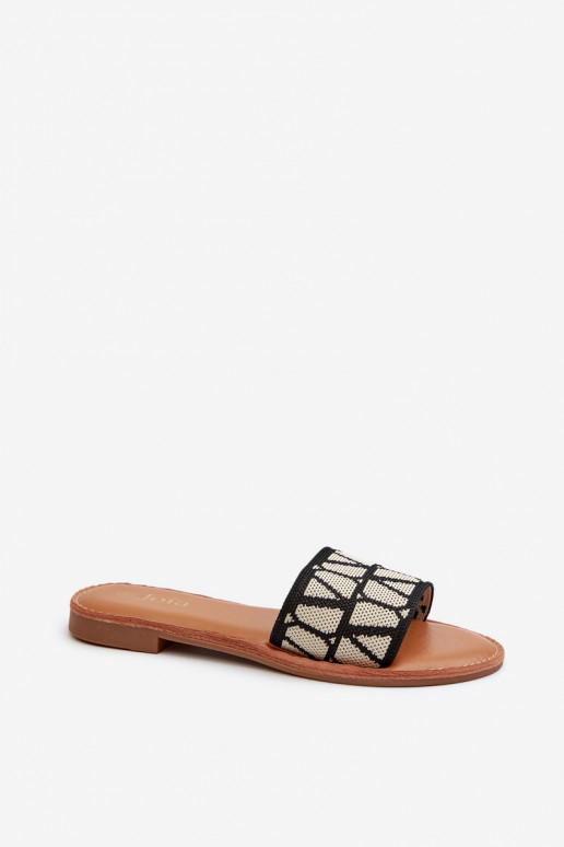 Damesslippers met brede hakken in de kleur zwart Traivea