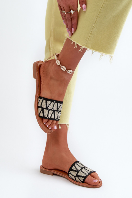 Damesslippers met brede hakken in de kleur zwart Traivea