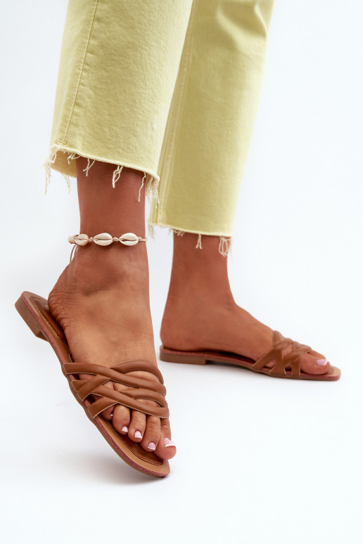 Damespantoffels Eko met brede hak bruine kleur Moldela