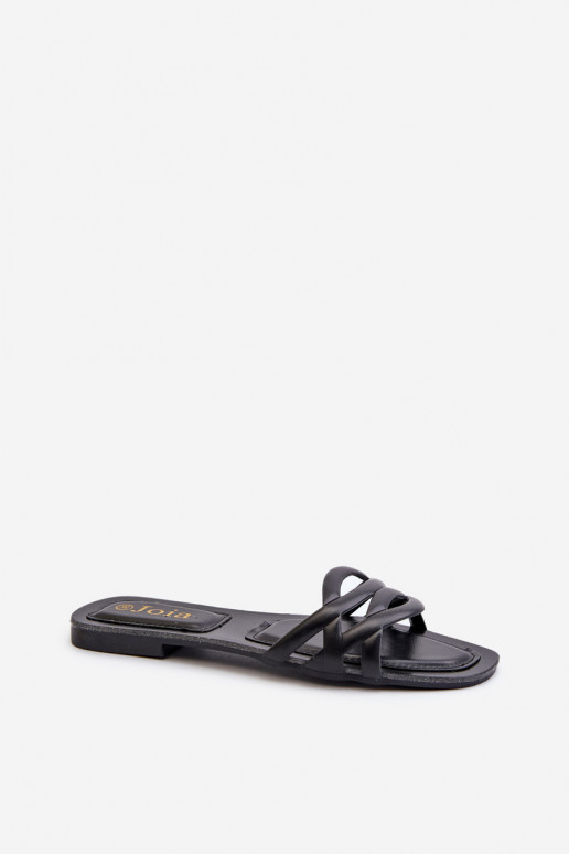 Damespantoffels Eko met brede hakken in de zwarte kleur Moldela