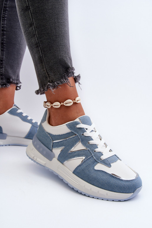 Materiaal jeans Sneakers model schoenen gemaakt van ecoleer blauwe kleur Kaimans Materiaal jeans Sneakers model schoenen gemaakt van ecoleer blauwe kleur Kaimans
