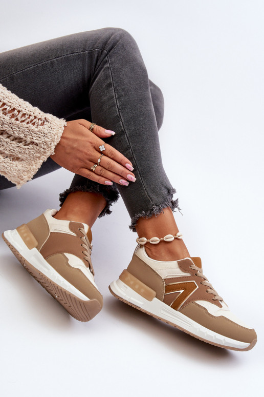 Sneakers model schoenen gemaakt van eco leer bruine kleur Vinelli Sneakers model schoenen gemaakt van eco leer bruine kleur Vinelli