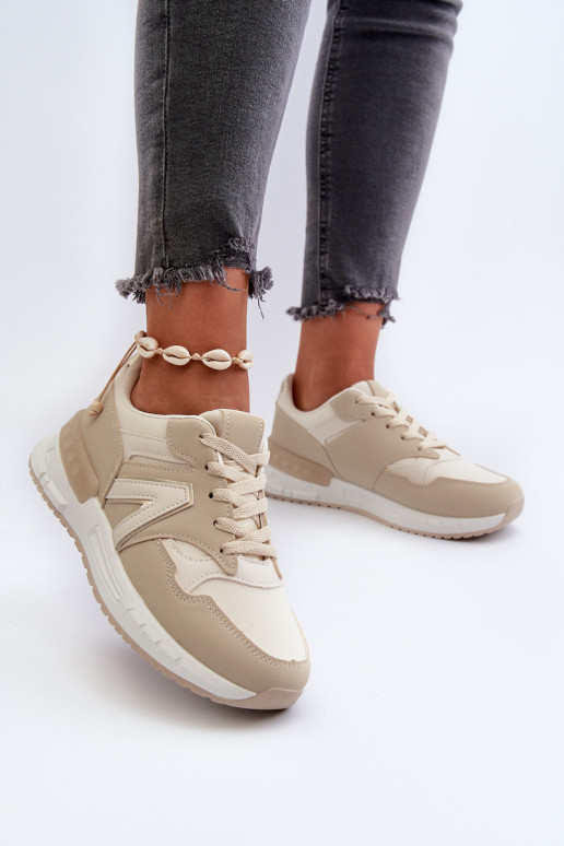 Sneakers model schoenen gemaakt van eco leer beige Vinelli Sneakers model schoenen gemaakt van eco leer beige Vinelli