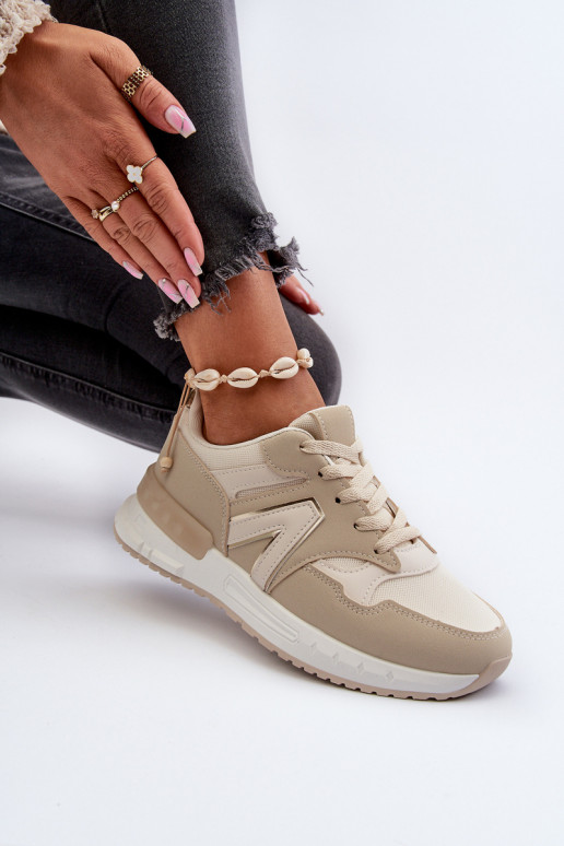 Sneakers model schoenen gemaakt van eco leer beige Vinelli Sneakers model schoenen gemaakt van eco leer beige Vinelli