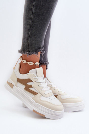 Sneakers model schoenen met een platform gemaakt van eco leer beige Lynnette