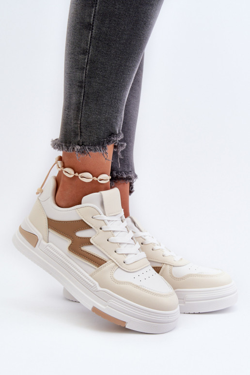 Sneakers model schoenen met een platform gemaakt van eco leer beige Lynnette Sneakers model schoenen met een platform gemaakt van eco leer beige Lynnette