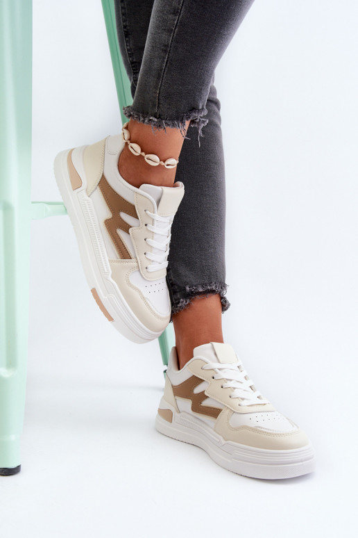 Sneakers model schoenen met een platform gemaakt van eco leer beige Lynnette Sneakers model schoenen met een platform gemaakt van eco leer beige Lynnette
