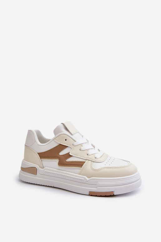 Sneakers model schoenen met een platform gemaakt van eco leer beige Lynnette Sneakers model schoenen met een platform gemaakt van eco leer beige Lynnette