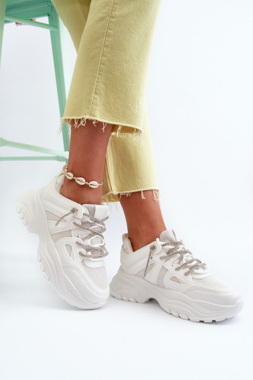 Sneakers model schoenen met modieuze massieve zool in witte kleur Relissa 2