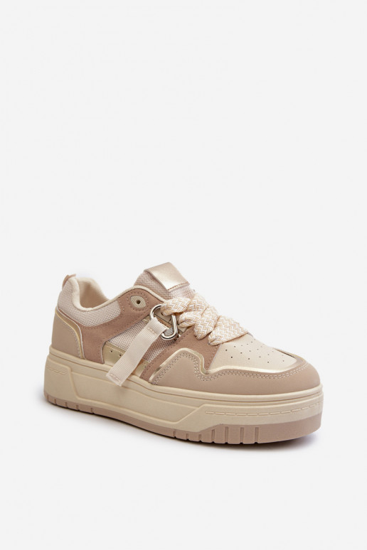 Sneakers model schoenen met een platform gemaakt van eco leer beige Moun Sneakers model schoenen met een platform gemaakt van eco leer beige Moun