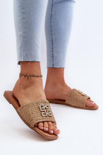 platvoeten Damesslippers beige Omenna