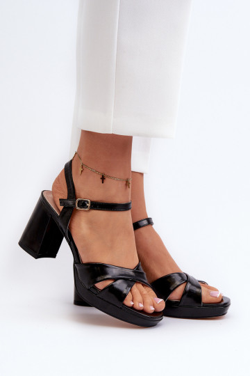Dames zwarte sandalen met hakken van kunstleer Jatine 2