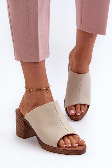 Elegante stijl Damespantoffels met hakken beige kleur Varnila