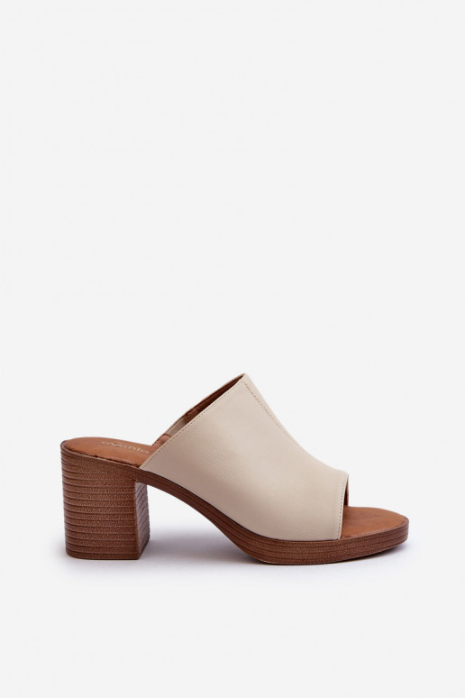 Elegante stijl Damespantoffels met hakken beige kleur Varnila Elegante stijl Damespantoffels met hakken beige kleur Varnila
