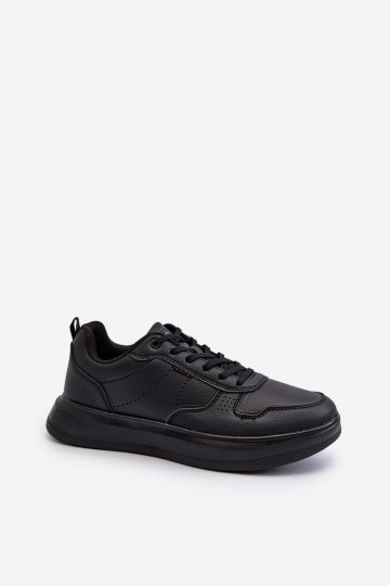 Sneakers model schoenen met een platform gemaakt van ecoleer in de zwarte kleur Uziran