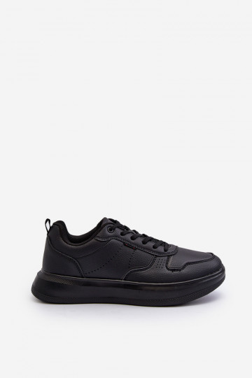 Sneakers model schoenen met een platform gemaakt van ecoleer in de zwarte kleur Uziran 2