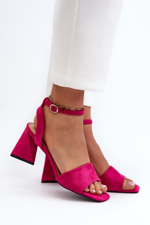 Damessandalen met hoge hak, gemaakt van Eco Suede Fuchsia Upttima Damessandalen met hoge hak, gemaakt van Eco Suede Fuchsia Upttima