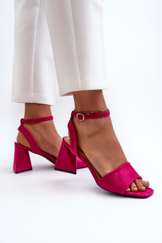 Damessandalen met hoge hak, gemaakt van Eco Suede Fuchsia Upttima Damessandalen met hoge hak, gemaakt van Eco Suede Fuchsia Upttima