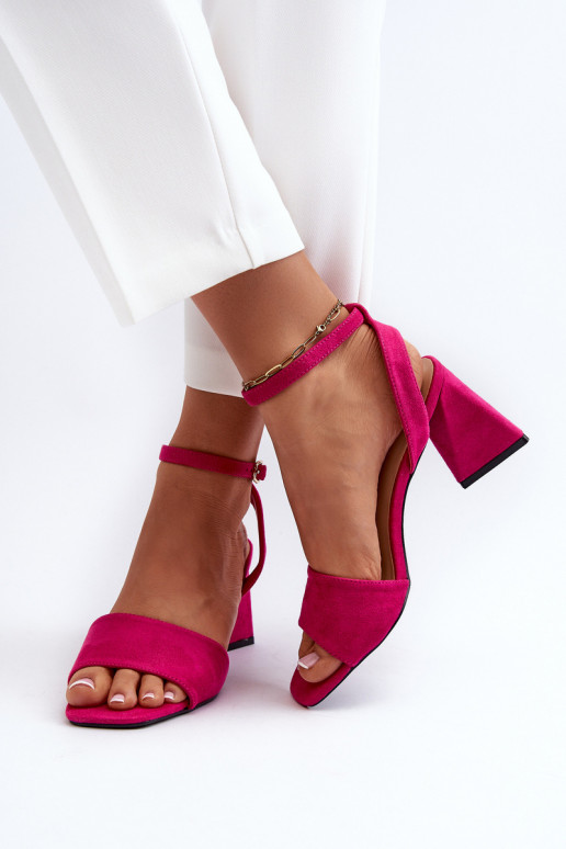 Damessandalen met hoge hak, gemaakt van Eco Suede Fuchsia Upttima Damessandalen met hoge hak, gemaakt van Eco Suede Fuchsia Upttima