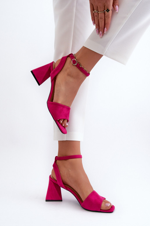 Damessandalen met hoge hak, gemaakt van Eco Suede Fuchsia Upttima Damessandalen met hoge hak, gemaakt van Eco Suede Fuchsia Upttima