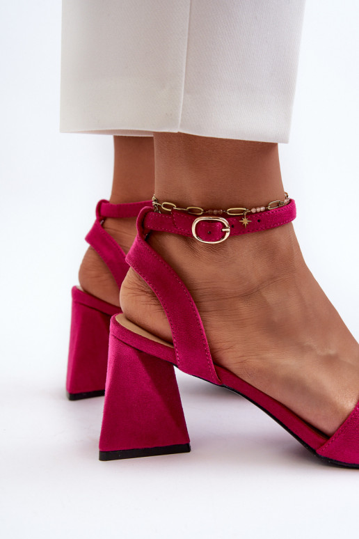 Damessandalen met hoge hak, gemaakt van Eco Suede Fuchsia Upttima Damessandalen met hoge hak, gemaakt van Eco Suede Fuchsia Upttima