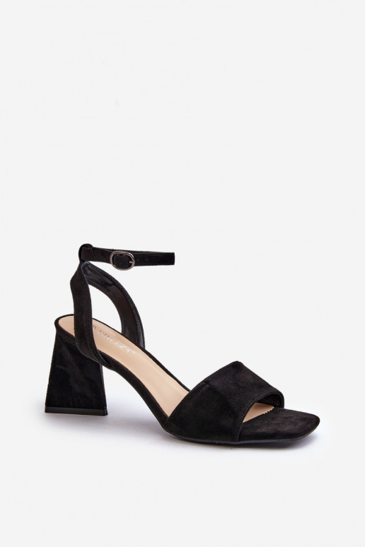 Damessandalen met hoge hak, gemaakt van Eco Suede Black Upttima Damessandalen met hoge hak, gemaakt van Eco Suede Black Upttima