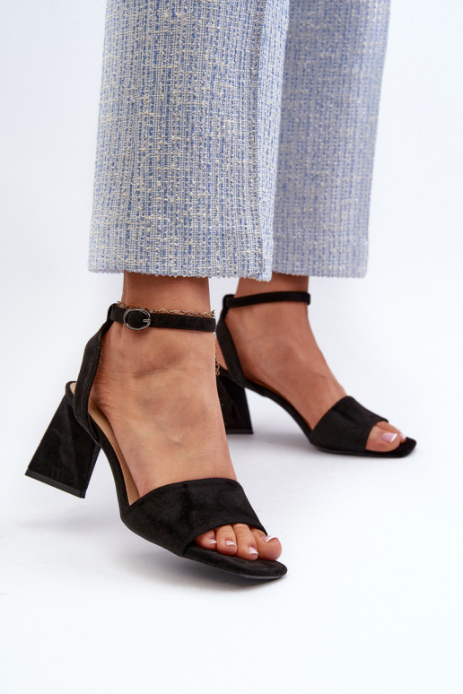 Damessandalen met hoge hak, gemaakt van Eco Suede Black Upttima Damessandalen met hoge hak, gemaakt van Eco Suede Black Upttima