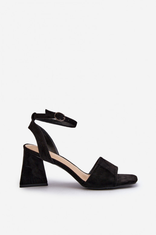 Damessandalen met hoge hak, gemaakt van Eco Suede Black Upttima Damessandalen met hoge hak, gemaakt van Eco Suede Black Upttima