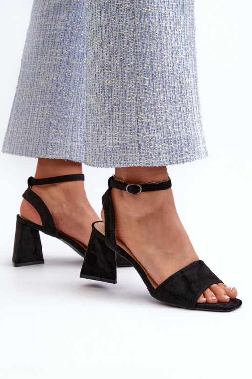 Damessandalen met hoge hak, gemaakt van Eco Suede Black Upttima Damessandalen met hoge hak, gemaakt van Eco Suede Black Upttima