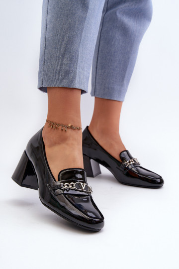 met lakeffect Schoenen met lage hak en ornamenten in de zwarte kleur Makki