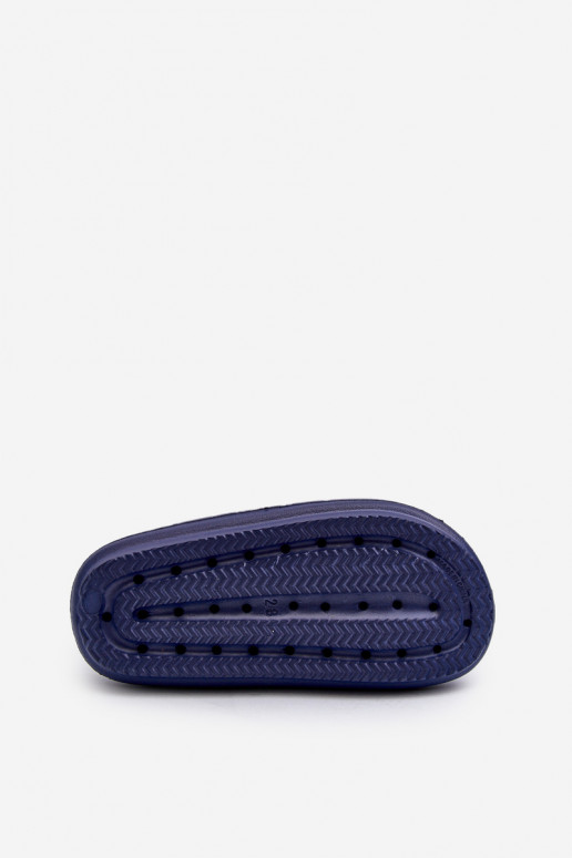 Lichte teenslippers met zelfklevende sluiting ProWater PRO-24-05-01K donkerblauw Lichte teenslippers met zelfklevende sluiting ProWater PRO-24-05-01K donkerblauw