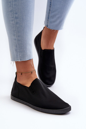 Sneakers vrijetijdsschoenen Slip-On zwarte kleur Lovinia