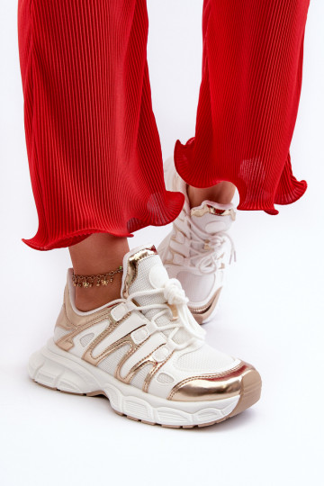 Sneakers model schoenen Wit-goud kleur Ahmani