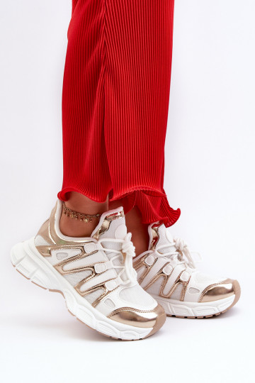 Sneakers model schoenen Wit-goud kleur Ahmani 2