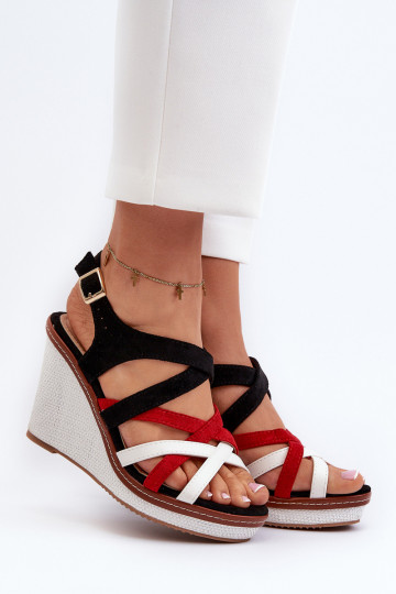 Plateausandalen met bandjes in de kleur zwart Ellen 2