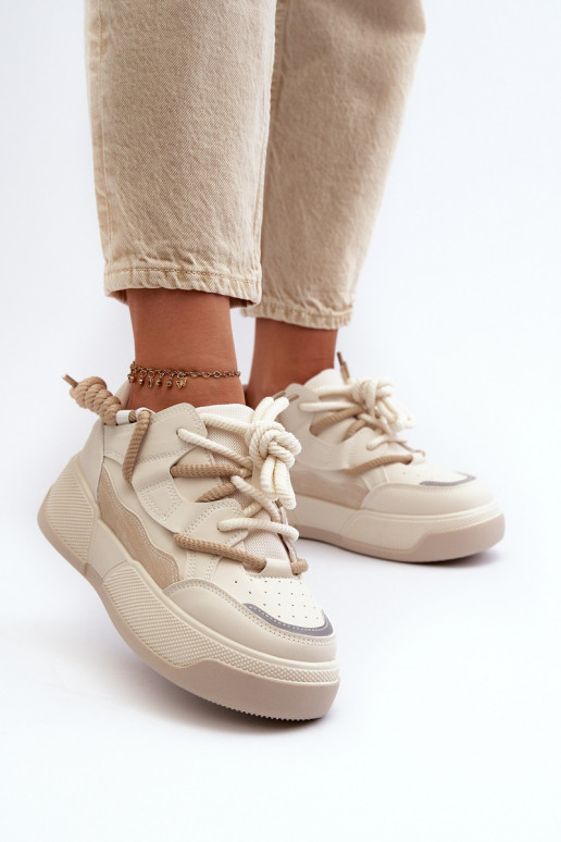 Sneakers model schoenen met platform beige Moariella Sneakers model schoenen met platform beige Moariella