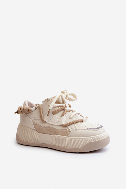 Sneakers model schoenen met platform beige Moariella Sneakers model schoenen met platform beige Moariella