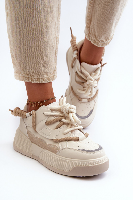 Sneakers model schoenen met platform beige Moariella Sneakers model schoenen met platform beige Moariella