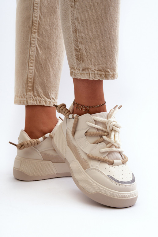 Sneakers model schoenen met platform beige Moariella Sneakers model schoenen met platform beige Moariella