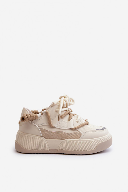 Sneakers model schoenen met platform beige Moariella Sneakers model schoenen met platform beige Moariella