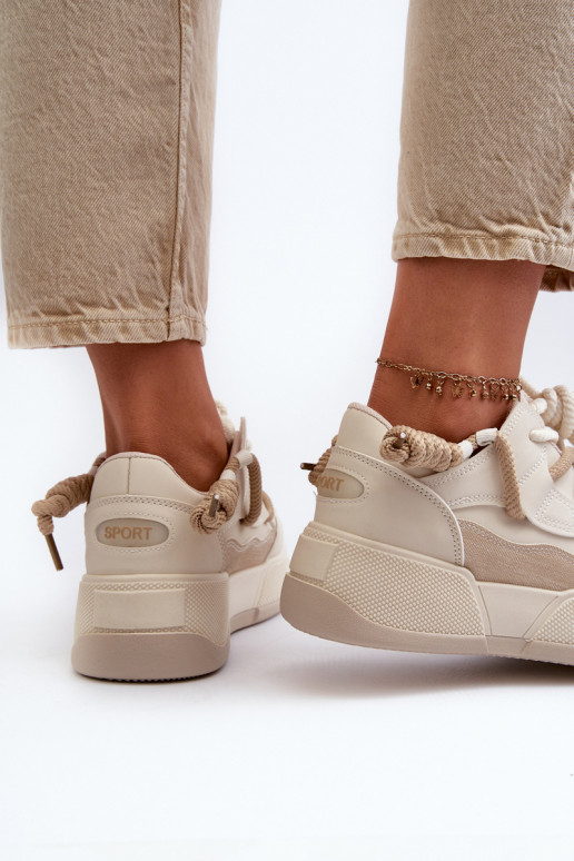 Sneakers model schoenen met platform beige Moariella Sneakers model schoenen met platform beige Moariella