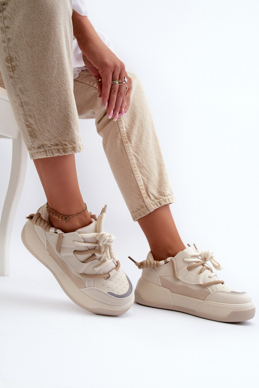 Sneakers model schoenen met platform beige Moariella Sneakers model schoenen met platform beige Moariella