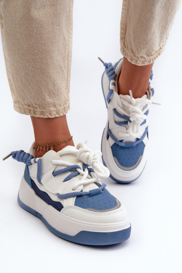 Sneakers model schoenen met een platform in de blauwe kleur Moariella