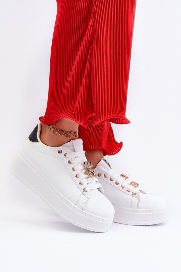 Sneakers model schoenen met plateau in de witte kleur Moanda