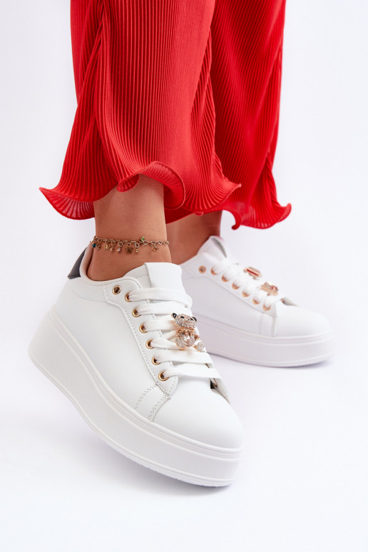 Sneakers model schoenen met plateau in de witte kleur Moanda