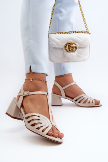 met lakeffect Elegante sandalen met hoge hak Sergio Leone SK880 beige