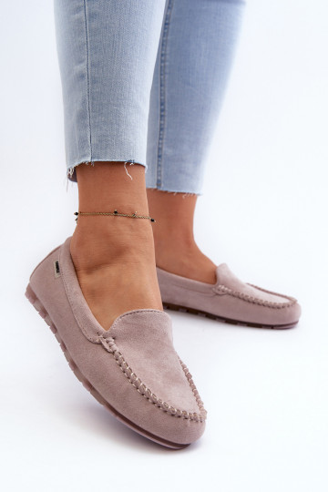 Mocassins van biologisch suède voor dames, paars Amrutia