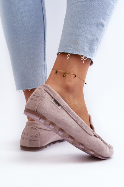 Mocassins van biologisch suède voor dames, paars Amrutia